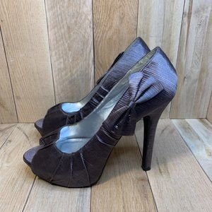 Qupid Women's Grey Satin Pumps 4.5 inch heel